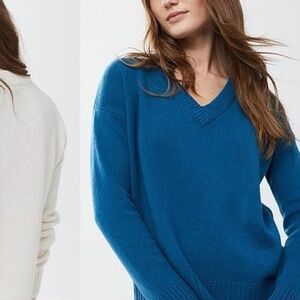 Alice Walk Cashmere V-Neck in Sea Blue